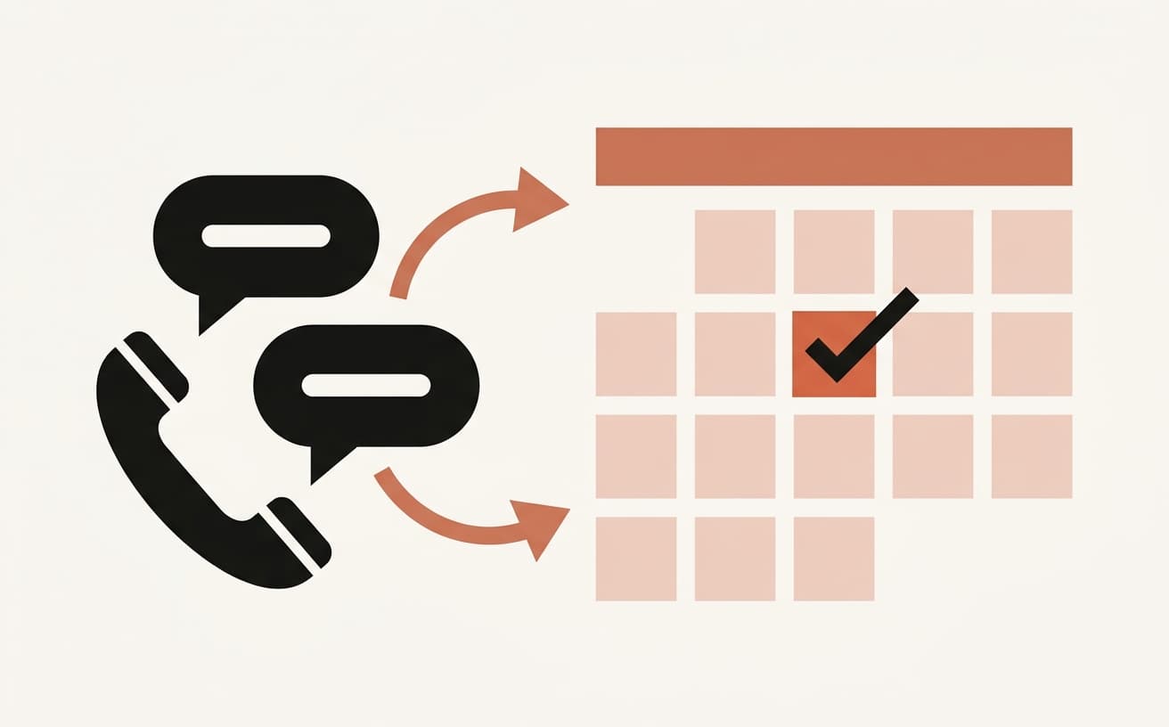 A phone call syncing appointment details into a calendar
