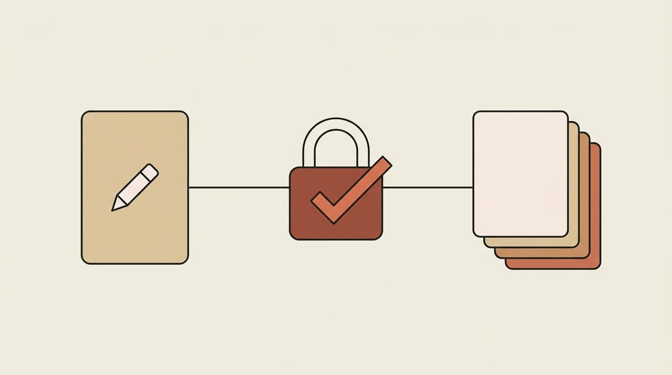 The draft, publish, version workflow for building durable Agent Skills — a draft works in Claude, publishing freezes a stable version, and version history keeps the record
