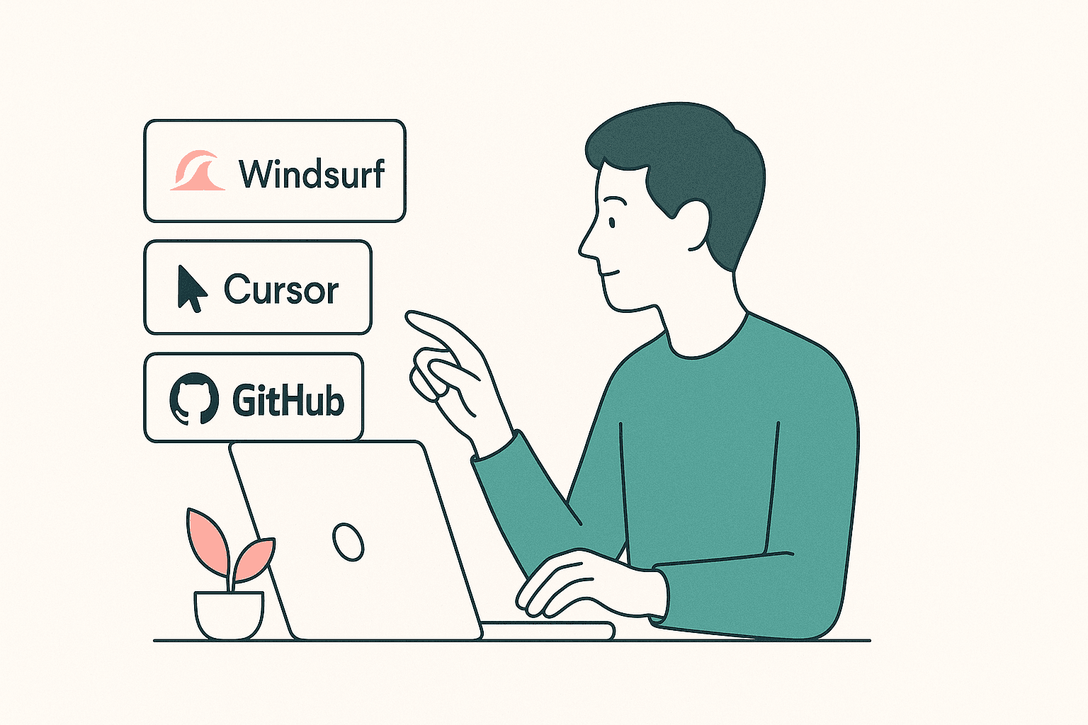 Top 3 Vibe Coding tools: Illustration of AI-powered development tools accelerating software creation