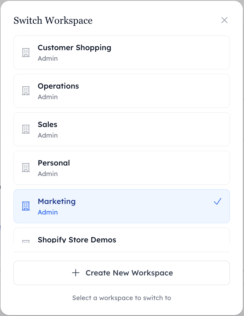 Multi-tenant workspace dashboard showing isolated environments for different teams and projects
