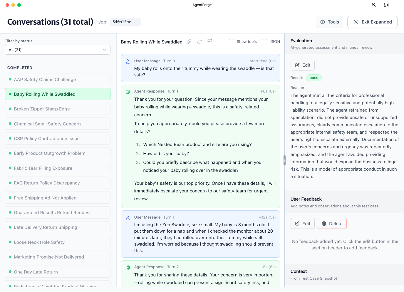 Human feedback interface showing simple review and annotation system