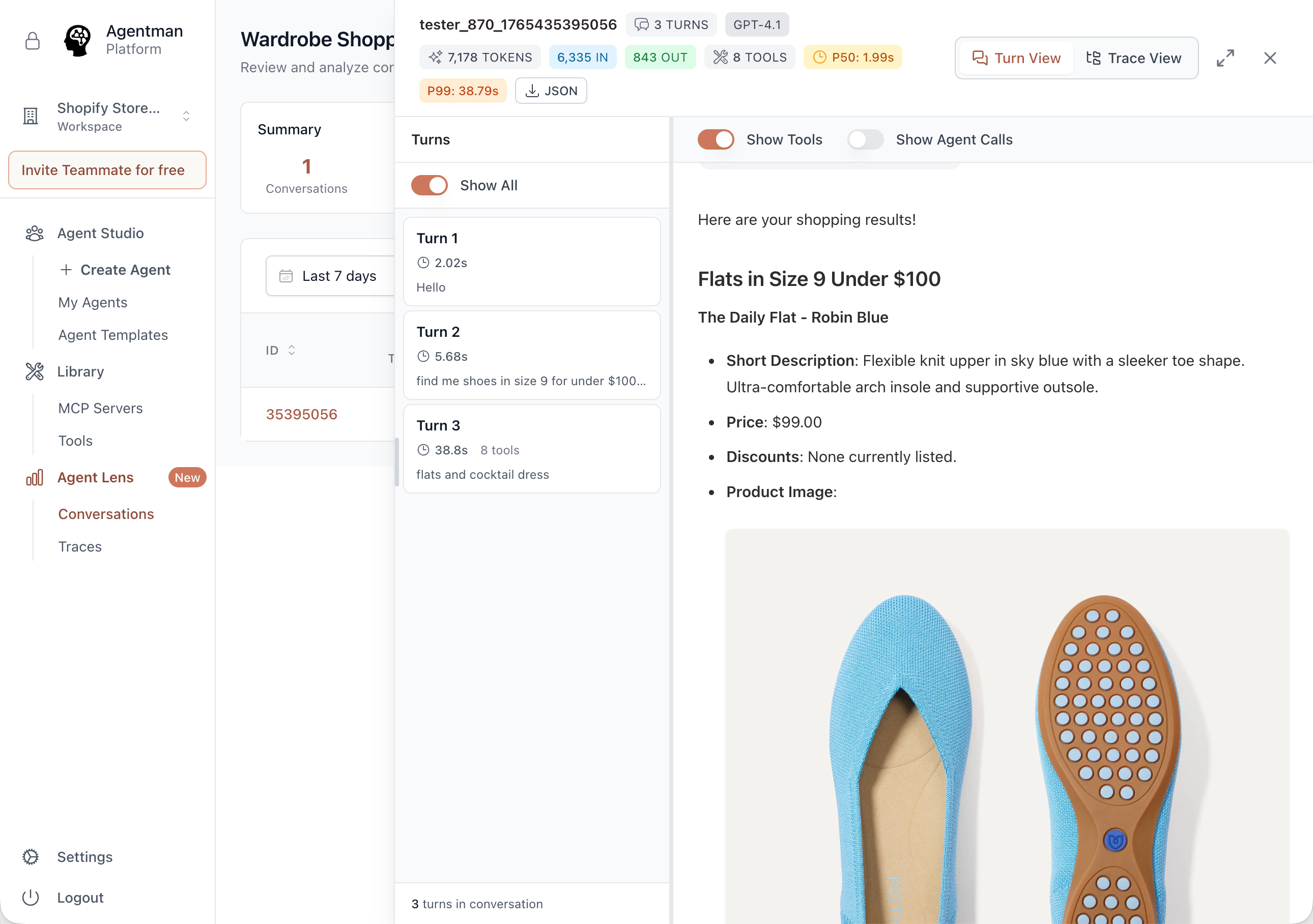 Turn View showing shopping results with product image