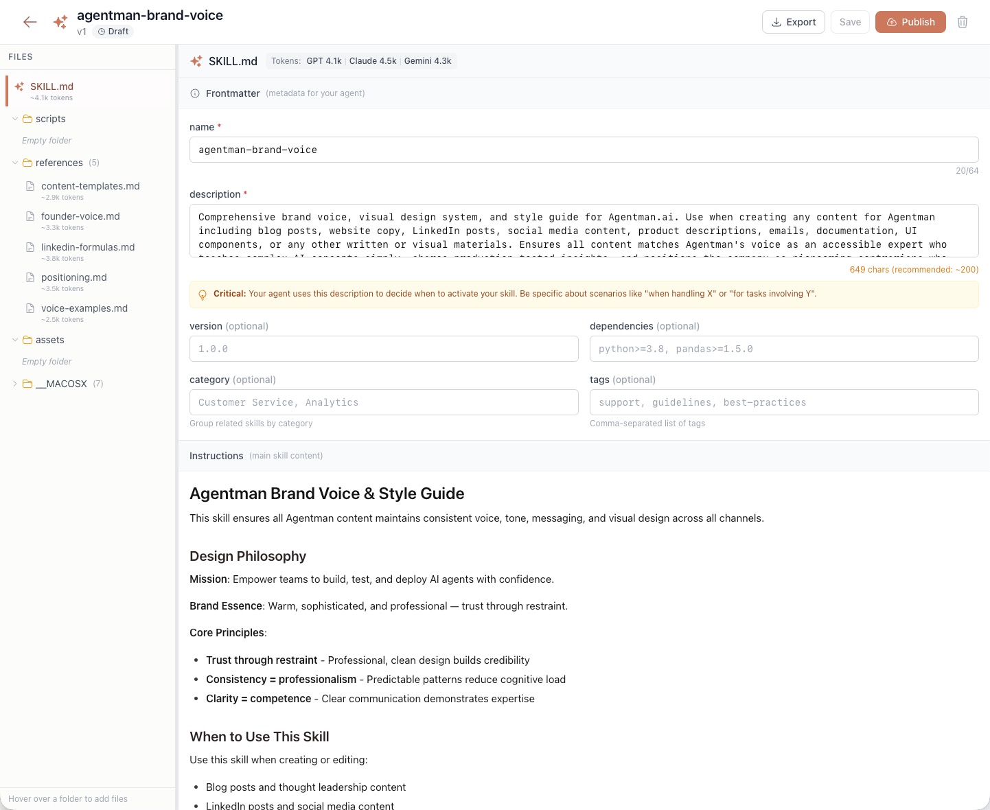 Agentman Skill Editor
