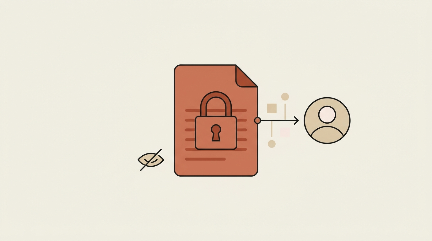 Use-only access — a padlocked skill whose instructions stay sealed while its output flows to a teammate who runs it, with a closed-eye glyph signaling not-readable